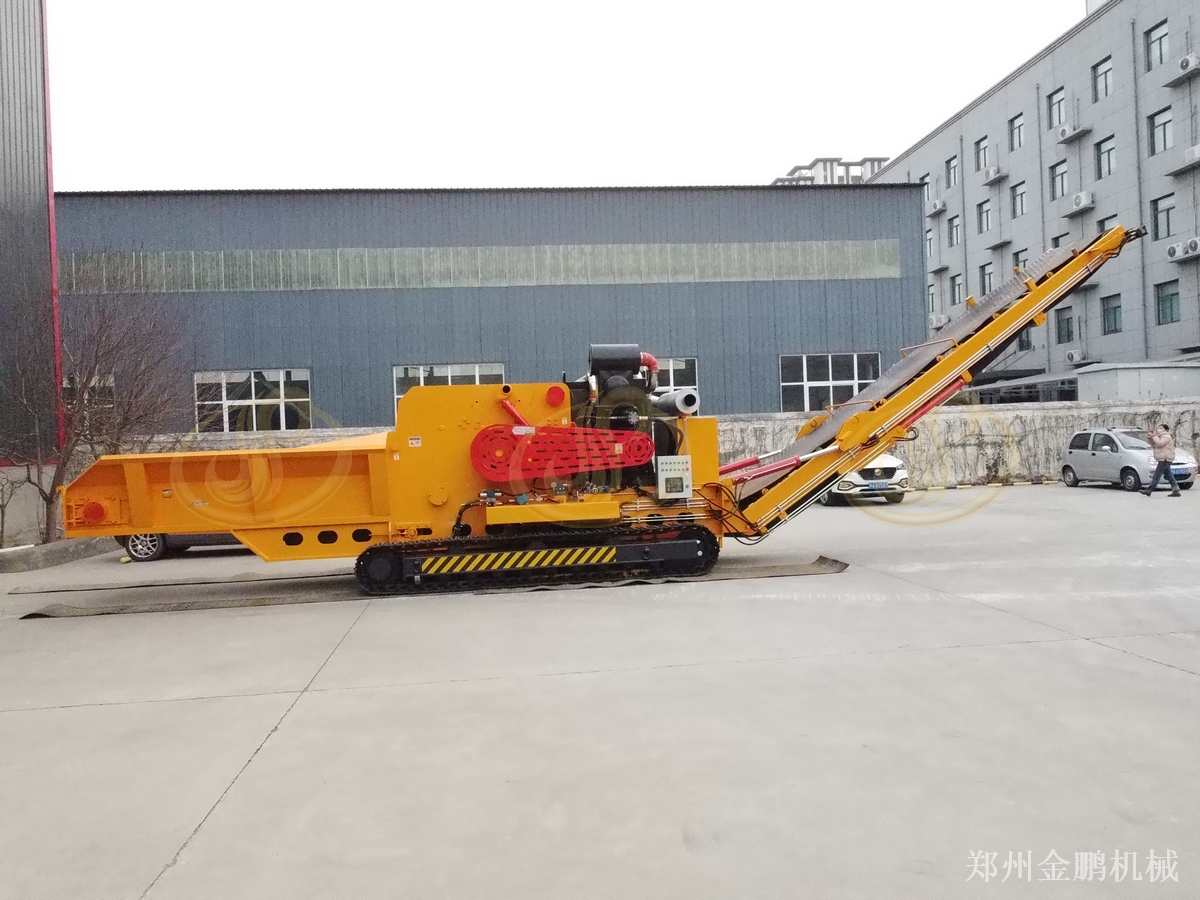 郑州金鹏树枝粉碎机视频与大尺寸进料连续作业配置说明